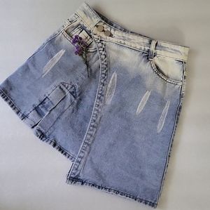 NWOT MacyMccoy (Australia) Wrap Style Assymetrical Denim Mini Skirt